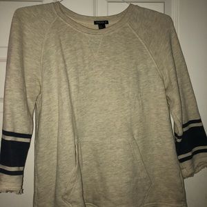 Distressed oatmeal colored sweatshirt
